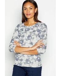 MAINE - All Over Floral & Stripe Scoop Neck Top - Lyst