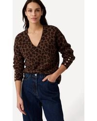 DAMART - Stylish & Cosy Thermal Animal Print V-Neck Jumper - Lyst