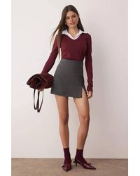 WOVCOR - Woven Shirt Collar Knit Blouse W/ Stretch Detail - Lyst
