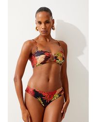 Karen Millen - Trim Detail Floral Print Bikini Top - Lyst