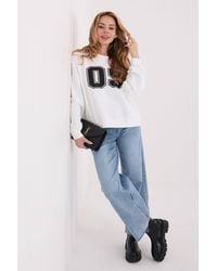Love Lace - Sporty Round Neck Long Sleeve Printed Sweatshirt - Lyst