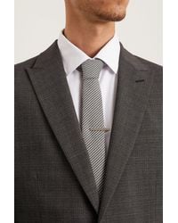 Burton - Regular Grey Tonal Puppytooth Tie With Tie Clip - Lyst