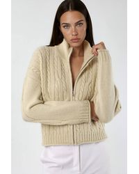 Hiccup - Crop Soft Touch Zip-Up Cable Knit Cardigan - Lyst