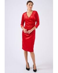 DAMART - Crushed Velvet Wrap Midi Dress - Lyst
