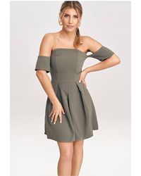 Love Lace - Viscose Short Sleeve Mini Dress With Open Back - Lyst
