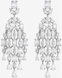 Jon Richard - Rhodium Plated & Crystal Statement Drop Earrings - Lyst