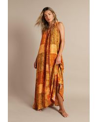 Warehouse - Patchwork Paisley Rope Tie Volume Maxi Beach Dress - Lyst