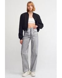 Dilvin - High-Waist Straight-Leg Cotton Jeans - Lyst