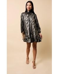 Little Mistress - Foil Print Mini Dress - Lyst