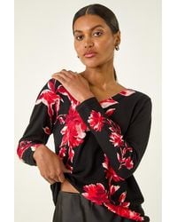 Roman - Floral Print V-Neck Knit Jumper - Lyst