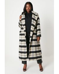 Dorothy Perkins - Curve Checked Double Breasted Coat - Lyst