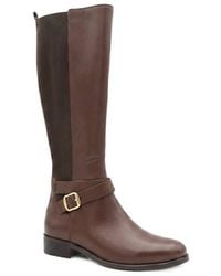 Pavers - Leather Buckle Detailed Long Boots - Lyst