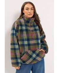 Yours - Quarter Zip Check Fleece - Lyst