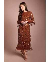 Coast - Muse Sequin Long Sleeve Midi Dress - Lyst