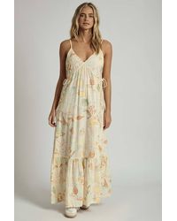 Native Youth - Cotton Fruit Print V-Neck Adjustable Cami Strap Tiered Maxi Dress - Lyst