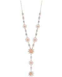 Lipsy - Rose Gold With Crystal Floral Y Drop Necklace - Lyst