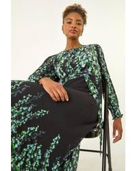 Roman - Floral Border Belted Midi Dress - Lyst