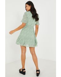 quiz dalmatian print wrap front dress