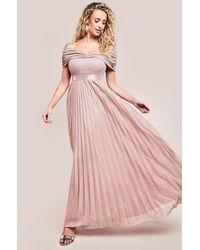 Goddiva - Bardot Pleated Skirt Maxi - Lyst