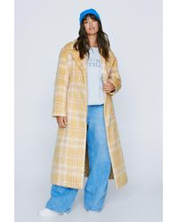 Nasty Gal - Plus Size Check Print Wool Blend Coat - Lyst