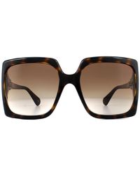 Gucci - Square Dark Havana Brown Gradient Sunglasses - Lyst