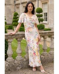 Roman - Petite Floral Cowl Neck Midi Dress - Lyst