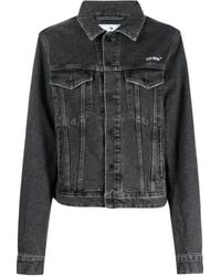 Off-White c/o Virgil Abloh - Long Sleeve Button Closure Collared Regular Fit Denim Jacket - Lyst