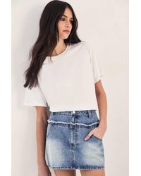 Nasty Gal - Double Waistband Denim Mini Skirt - Lyst