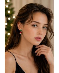 Lovii - Festive Christmas Bell Earrings With Bow & Pearl Drop - Lyst