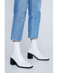 Nasty Gal - Faux Leather Square Toe Ankle Sock Boots - Lyst