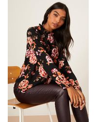 Dorothy Perkins - Floral High Neck Puff Sleeve Top - Lyst