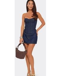 EGO - Denim Low Rise Mini Skirt - Lyst