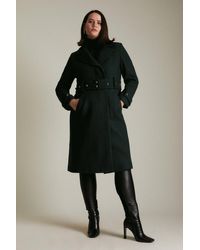 Karen Millen - Plus Size Italian Wool Blend Stud Belted Coat - Lyst