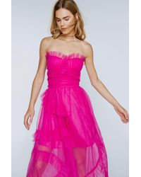 Nasty Gal - Tulle Cup Detail Bardot Frill Dress - Lyst