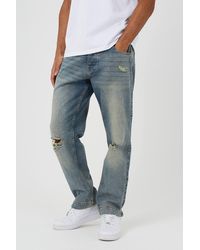 Brave Soul - Ripped Knee Wide Leg Denim Jeans With Side Hem Split Detail - Lyst