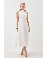 Karen Millen - Tall Soft Tailored Pleated Panel Midaxi Dress - Lyst