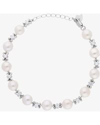 T.H.Baker - Side Drilled Freshwater Pearl & Cubic Zirconia Kiss Bracelet Brw70031Fw - Lyst