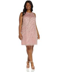 Adrianna Papell - Plus Beaded Trapeze Dress - Lyst
