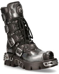 New Rock - Flame Accented Leather Boots-591-s2 - Lyst