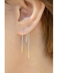 Otis Jaxon London - Two Tone Sterling Chain Threader Earrings - Lyst
