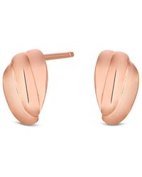 Simply Silver - 14ct Rose Gold Plated Sterling Silver Bead Stud Earrings - Lyst