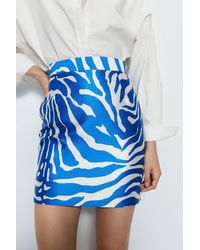 Warehouse - Premium Printed Satin Twill Mini Skirt - Lyst