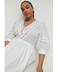 Warehouse - Plus Size Lace Embroidery Midi Dress - Lyst