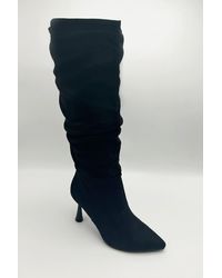 Miss Diva - Advinee Ruched Pointed Toe Knee High Heeled Boots - Lyst
