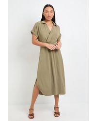 Wallis - Summer Roll Sleeve Midi Dress - Lyst