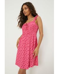 Dorothy Perkins - Petite Pink Spot Ruffle Mini Dress - Lyst