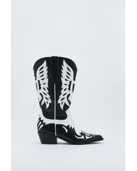 Nasty Gal - Leather Two Tone Cowboy Boots - Lyst