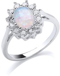 Jewelco London - Silver Oval Opal Royal Cluster Cluster Ring - Gvr564op - Lyst