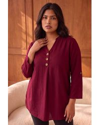 Roman - Curve Textured Buttoned Tunic Top - Lyst