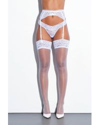 Ann Summers - Lace Top Glossy Stockings - Lyst